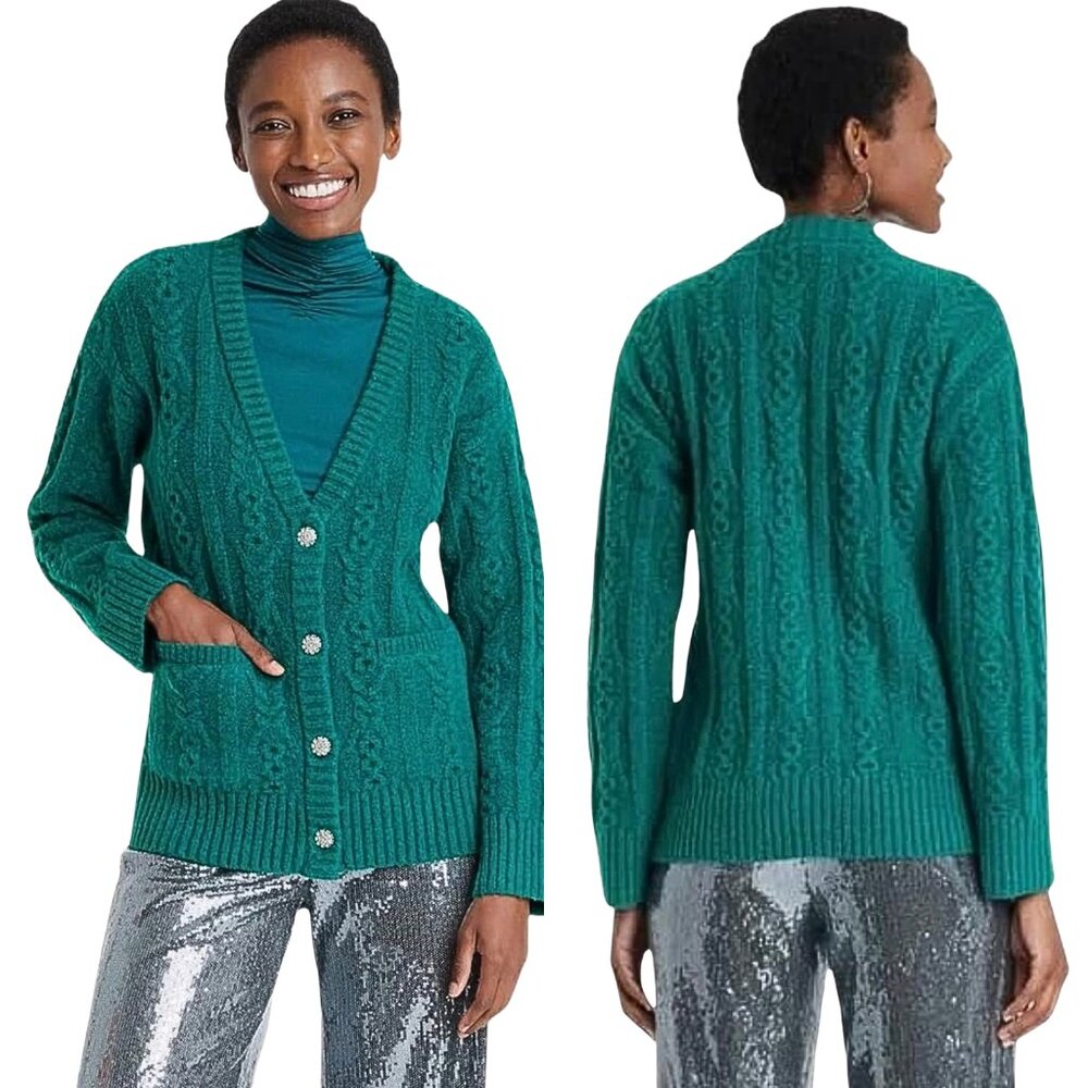 A New Day Women's Cardigan Long Sleeve‎ Thick Sweater - Size Large